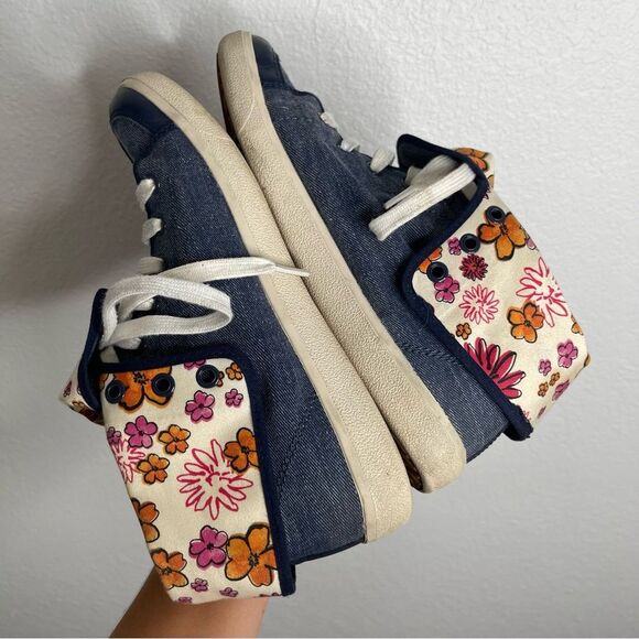 Coach Sneakers Erikka Fold Over High Top Shoes Poppy Denim Size 8 - Picture 5 of 7